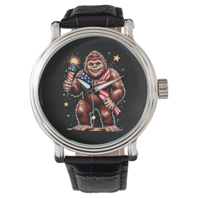 Bigfoot Fireworks 4:e Juli Sasquatch US Amerika Armbandsur (Framsida)
