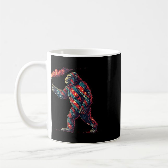 Bigfoot Fireworks 4 juli män Sasquatch Americ Kaffemugg (Vänster)
