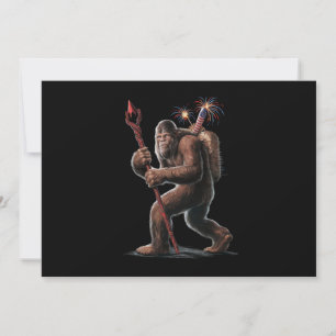 Bigfoot Fireworks 4 juli USA-flagga Sasquatch Inbjudningar