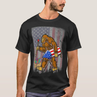 Bigfoot Fireworks 4th Of July Funny Boys Men Sasqu T Shirt