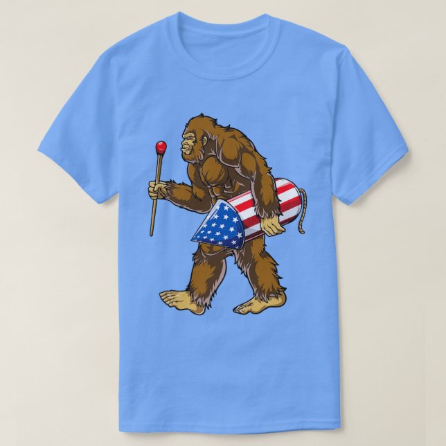 Bigfoot Fireworks T 4:e juli Kids Boys Sasquatc T Shirt (Design framsida)