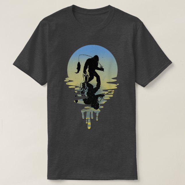 Bigfoot Fishing Älskare Funny Sasquatch Fishermen  T Shirt (Design framsida)