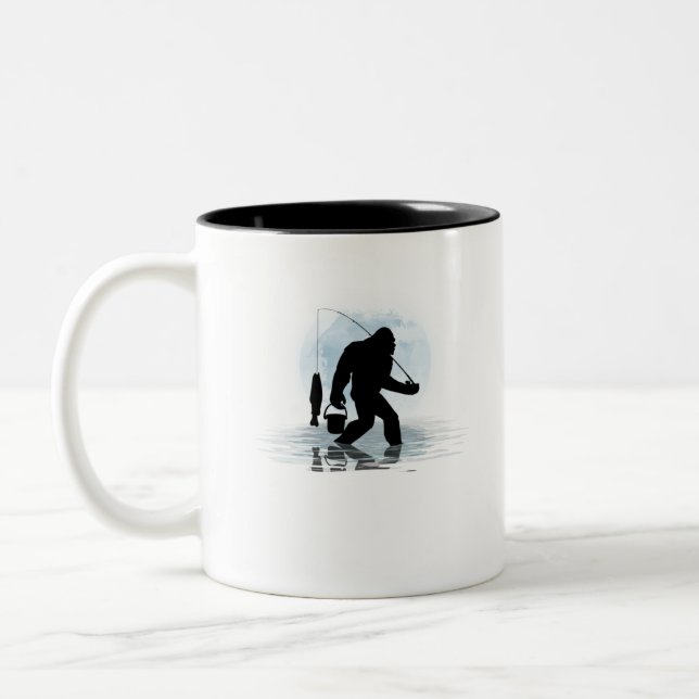 Bigfoot Fishing-Bigfoot Fishing Funny Sasquatch Två-Tonad Mugg (Vänster)