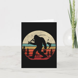 Bigfoot Fishing Funny Retro Sasquatch Pappa Manar  Kort