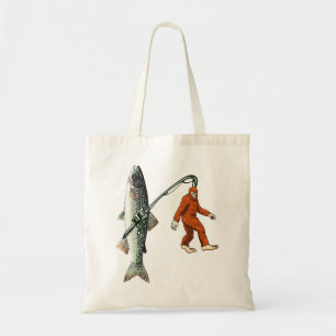 Bigfoot Fishing Funny Sasquatch och Fish Sjö Trou Tygkasse