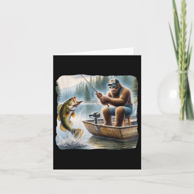 Bigfoot Fishing Funny Sasquatch Summer B Fisherman Kort (Framsida)