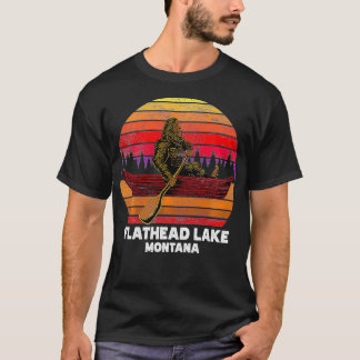 Bigfoot fishing lake canoeing Flathead Lake  T Shirt