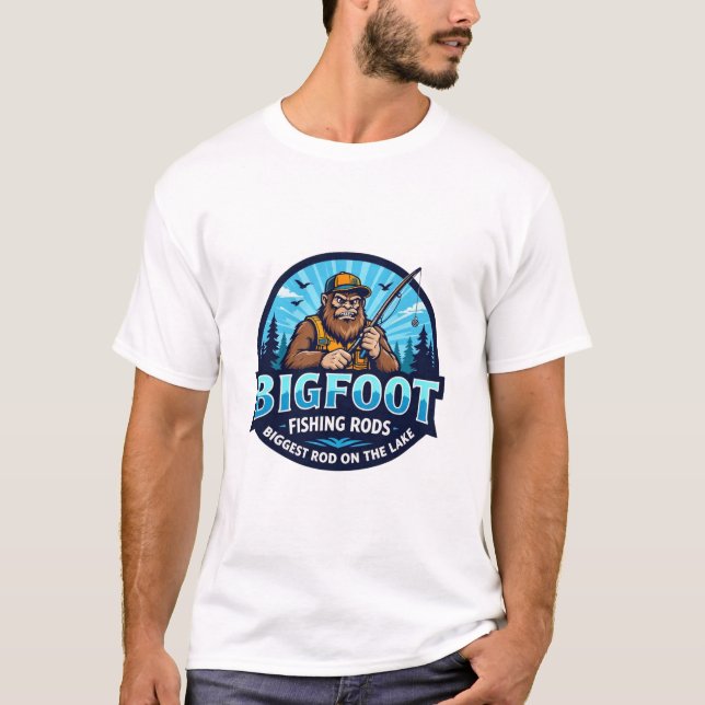Bigfoot Fishing Rods Biggest On The Lake T Shirt (Framsida)