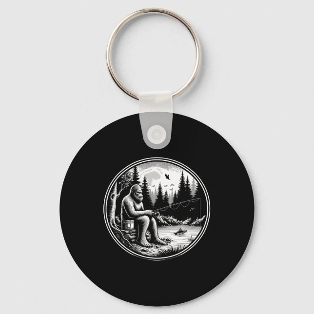 Bigfoot Fishing Sjö Sasquatch Fisherman Funny Fis Nyckelring (Framsida)
