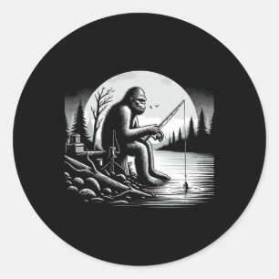 Bigfoot Fishing Sjö Sasquatch Fisherman Funny Fis Runt Klistermärke