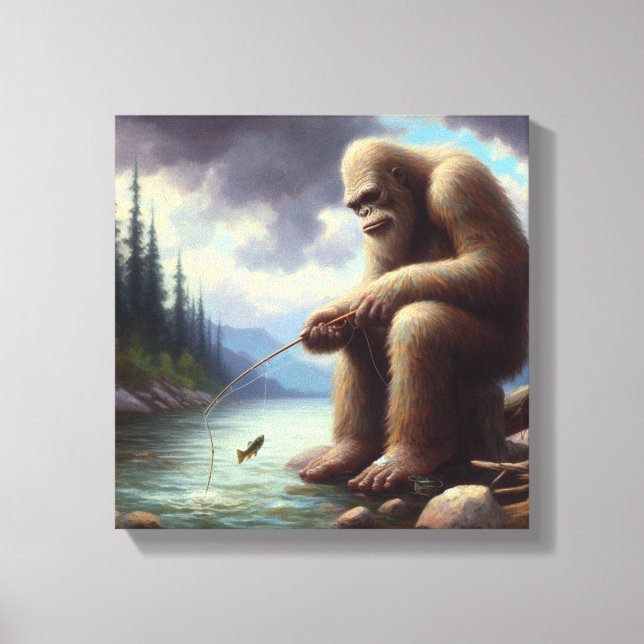 Bigfoot-fiske Canvastryck (Framsida)
