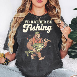 Bigfoot Fiske Jag Skulle Hellre Fiska Grafisk T Shirt