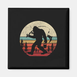 Bigfoot Fiske Rolig Retro Sasquatch Pappa Män Barn Magnet