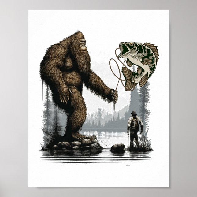 Bigfoot-fiske rolig Sasquatch fisk 1  Poster (Framsidan)