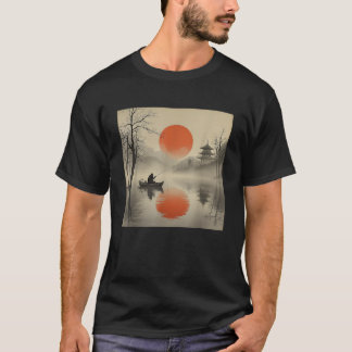 Bigfoot Fiske Rolig Sasquatch Japansk Stil T Shirt