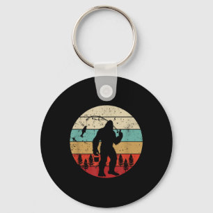 Bigfoot-fiske Rollig Fiskare Retro Sasquatch Pappa Nyckelring
