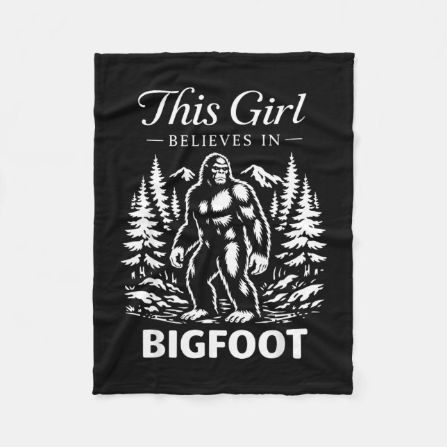 Bigfoot-flicka troende sasquatch kryptid skog fleecefilt (Framsidan)