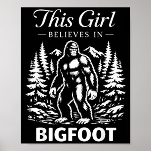 Bigfoot-flicka troende sasquatch kryptid skog poster