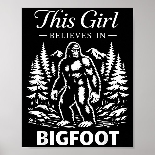 Bigfoot-flicka troende sasquatch kryptid skog poster (Framsidan)