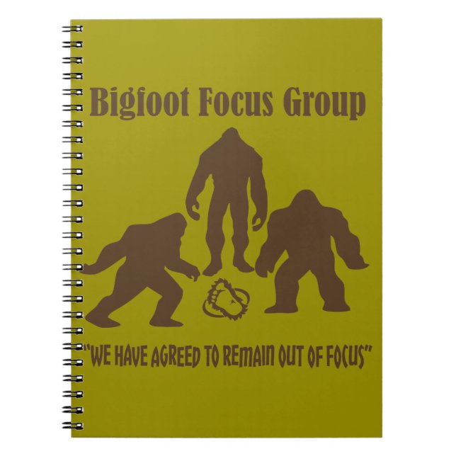 Bigfoot fokuserar gruppen.  Möte av meningarna Anteckningsbok Med Spiral (Framsidan)