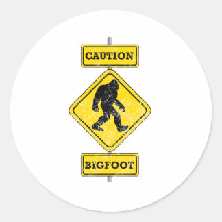 Bigfoot för ansträngd försiktighet runt klistermärke