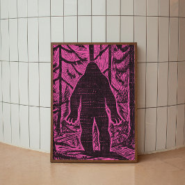 Bigfoot Forest Rosa Retro Modern Wall Art Poster