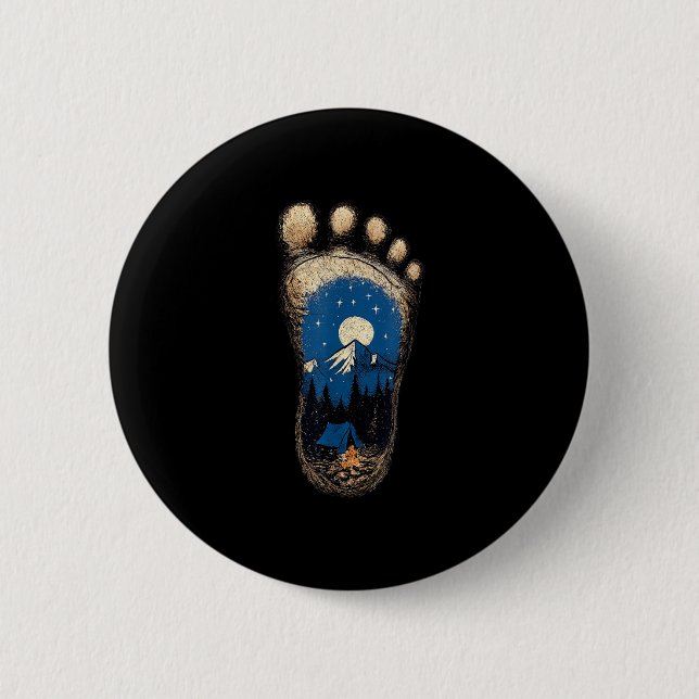 Bigfoot fotavtryck camping berg sasquatch knapp (Framsida)