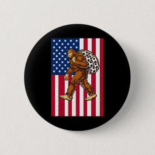 Bigfoot Fotboll Usa Flagga Rolig Patriotisk Sasqua Knapp