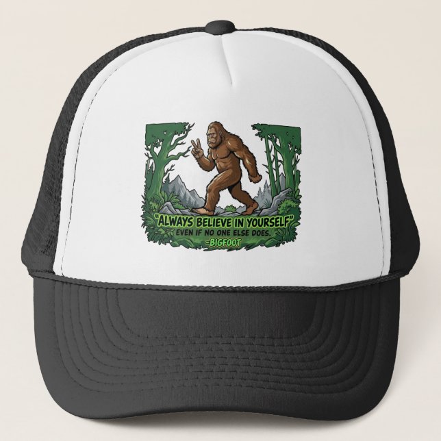 Bigfoot Fredlig Rolig Tro På Dig Själv Sasquatch Keps (Framsida)