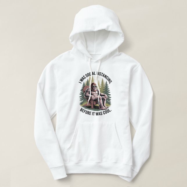 Bigfoot Funny Social Avstånd Joke Hoodie (Design framsida)
