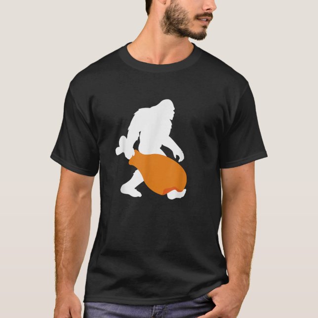 Bigfoot Funny Thanksgiving jul Turkiet Leg Sa T Shirt (Framsida)