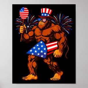 Bigfoot fyrverkeri amerikansk flagga bigfoot 4 jul poster