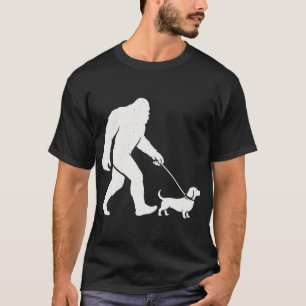 Bigfoot Gående Dachshund Rolig Wiener Hund Pappa T Shirt