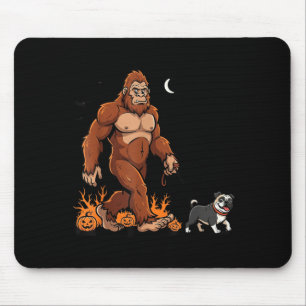 Bigfoot Gående Mops Halloween Hund Sasquatch Rolig Musmatta