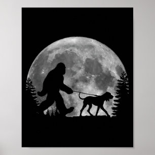Bigfoot går med en hund Roliga Coonhound-älskare M Poster