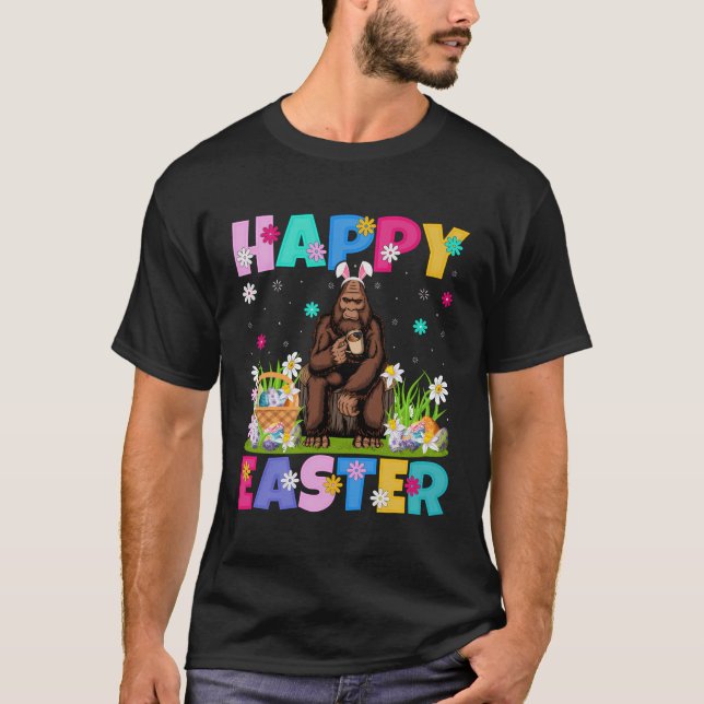 Bigfoot Glad påsk Bunny Bigfoot Påsk Söndag T Shirt (Framsida)