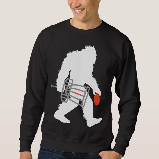 Bigfoot Golf Cryptid Sasquatch Disk Golfer Lång Ärmad Tröja (Framsida)
