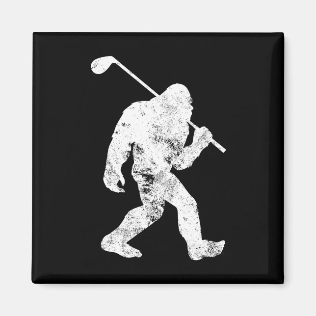 Bigfoot Golf Golfer Vintage Sasquatch Funny Manar  Magnet (Framsidan)