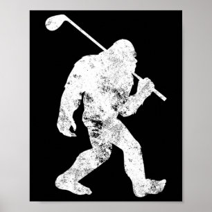 Bigfoot Golf Golfer Vintage Sasquatch Funny Manar  Poster