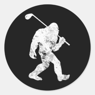 Bigfoot Golf Golfer Vintage Sasquatch Funny Manar Runt Klistermärke