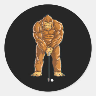 Bigfoot Golf Klubb och Boll Sports Funny Sasquatch Runt Klistermärke