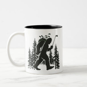 Bigfoot Golfare Träd Rolig Sasquatch Golf Golf Två-Tonad Mugg