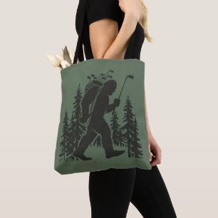 Bigfoot Golfare Träd Rolig Sasquatch Golf Golf Tygkasse