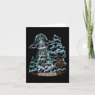 Bigfoot Gömmande från utlänning i en UFO bakom Trä Kort