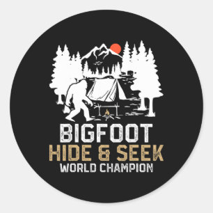 Bigfoot Gömmare Och Sök Världsmästare Rolig Bigfoo Runt Klistermärke