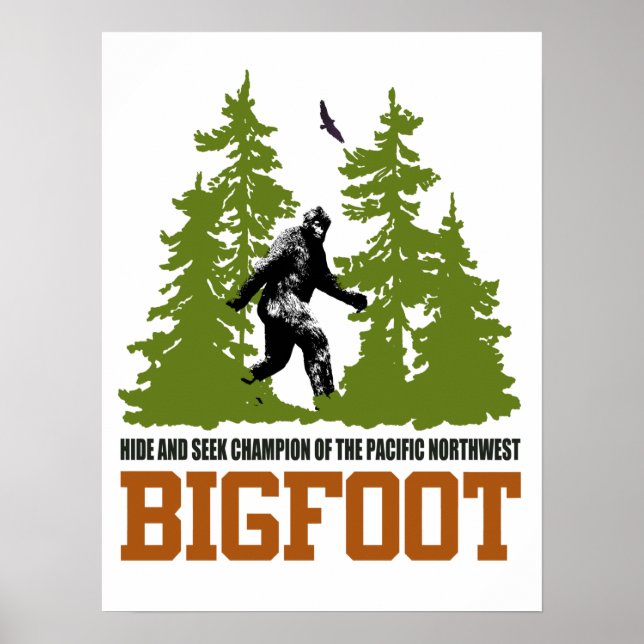Bigfoot Gömmer och Seek Champion Pacific Northwest Poster (Framsidan)