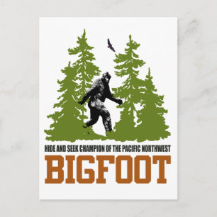 Bigfoot Gömmer och Seek Champion Pacific Northwest Vykort