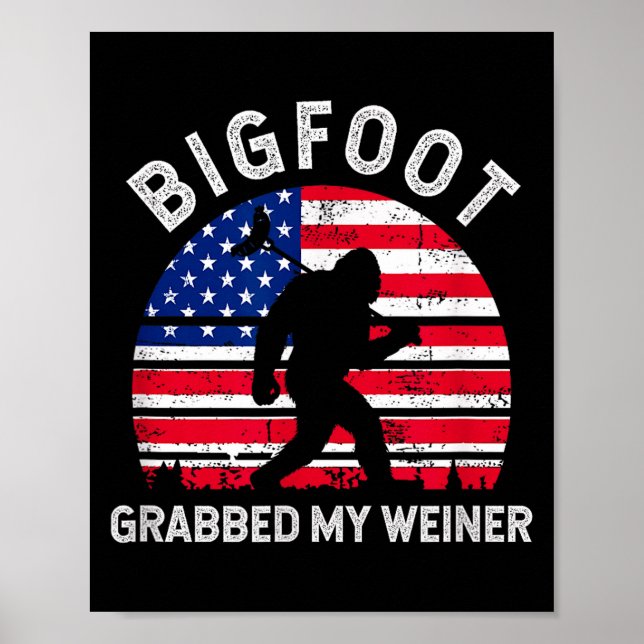 Bigfoot grep wiener rolig bbq camping grillning poster (Framsidan)