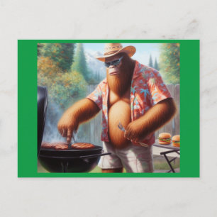 Bigfoot Grilling Burgers Vykort