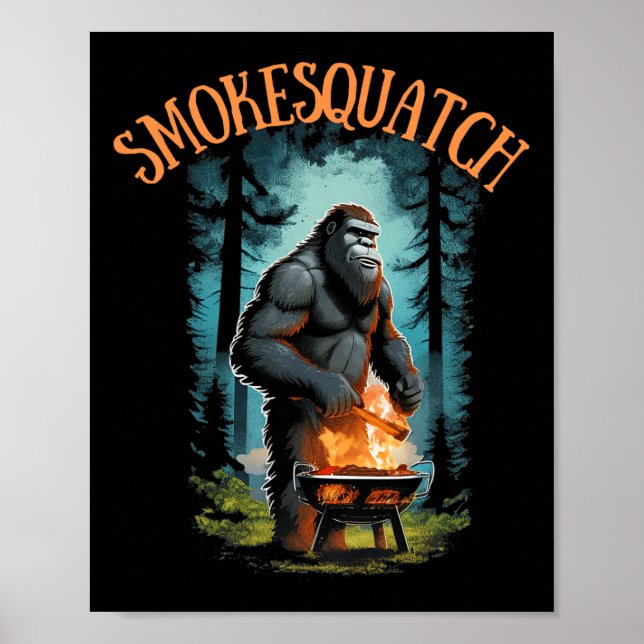 Bigfoot Grilling Sasquatch Pitmaster Grill Bbq Smo Poster (Framsidan)